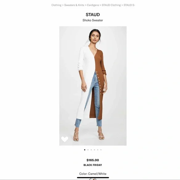 STAUD Two-Tone White and Brown Dress - Picture 3 of 7